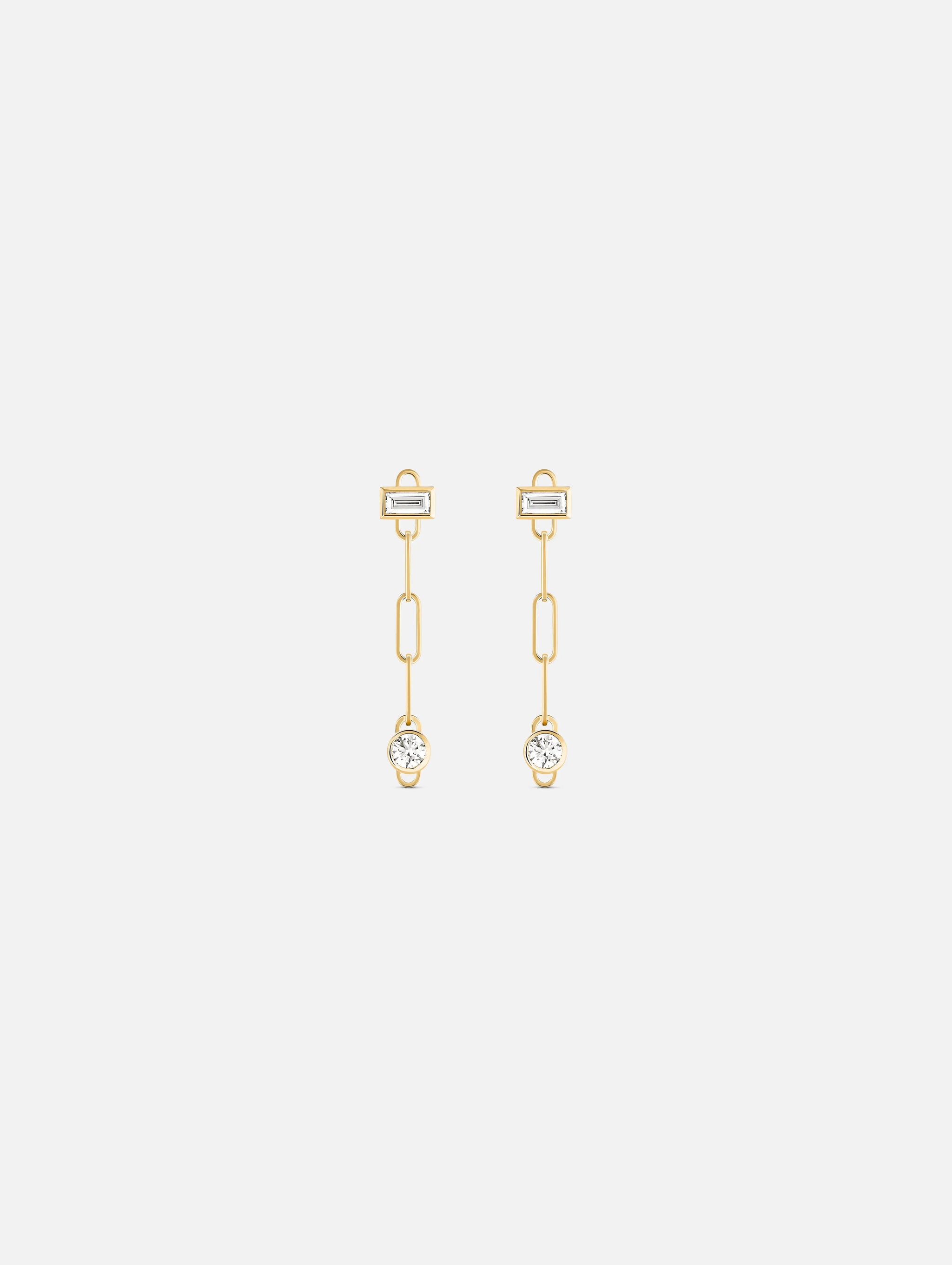 Baguette Round PM Classics Earrings in Yellow Gold - 1 - Nouvel Heritage