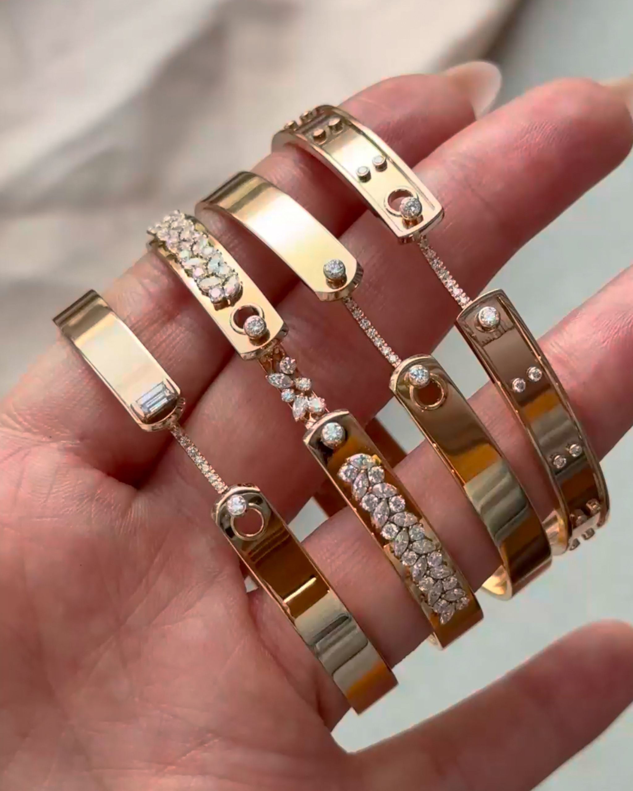 Gold and Pavé Bangles