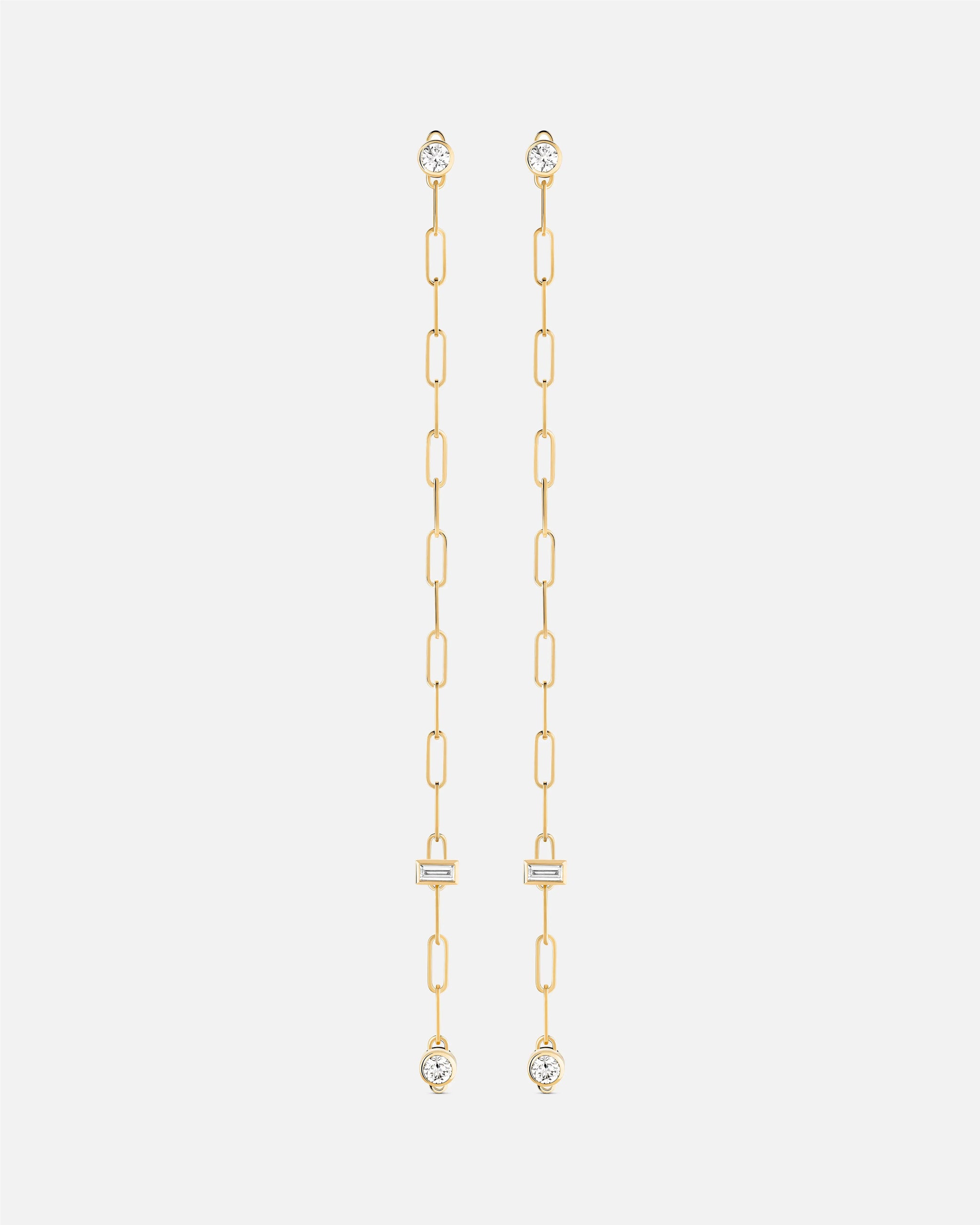 Baguette Round GM Classics Earrings in Yellow Gold - 1 - Nouvel Heritage