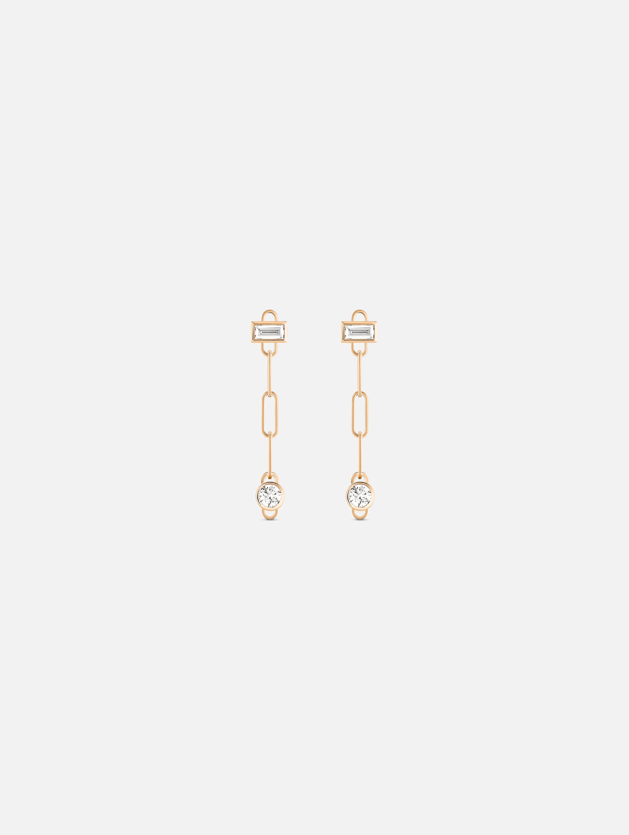 Baguette Round PM Classics Earrings in Rose Gold - 1 - Nouvel Heritage