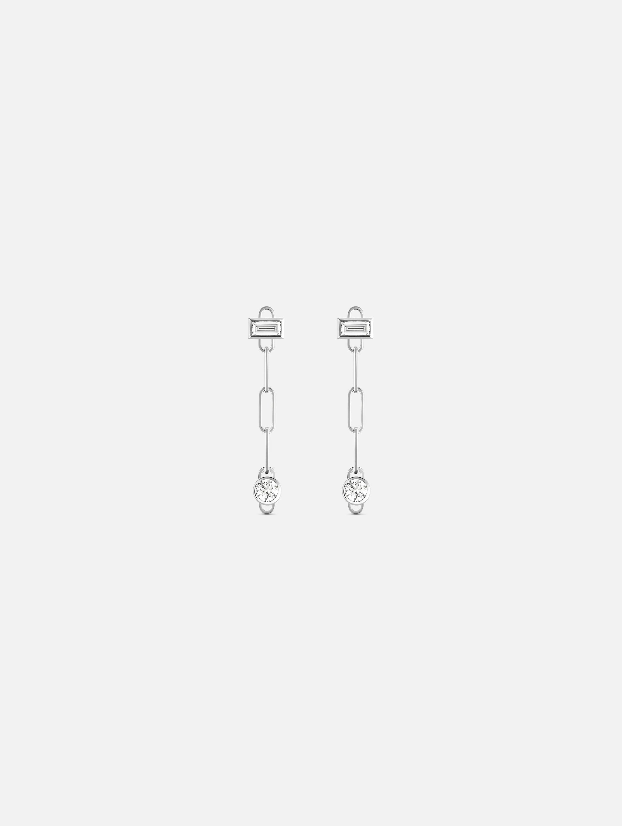 Baguette Round PM Classics Earrings in White Gold - 1 - Nouvel Heritage