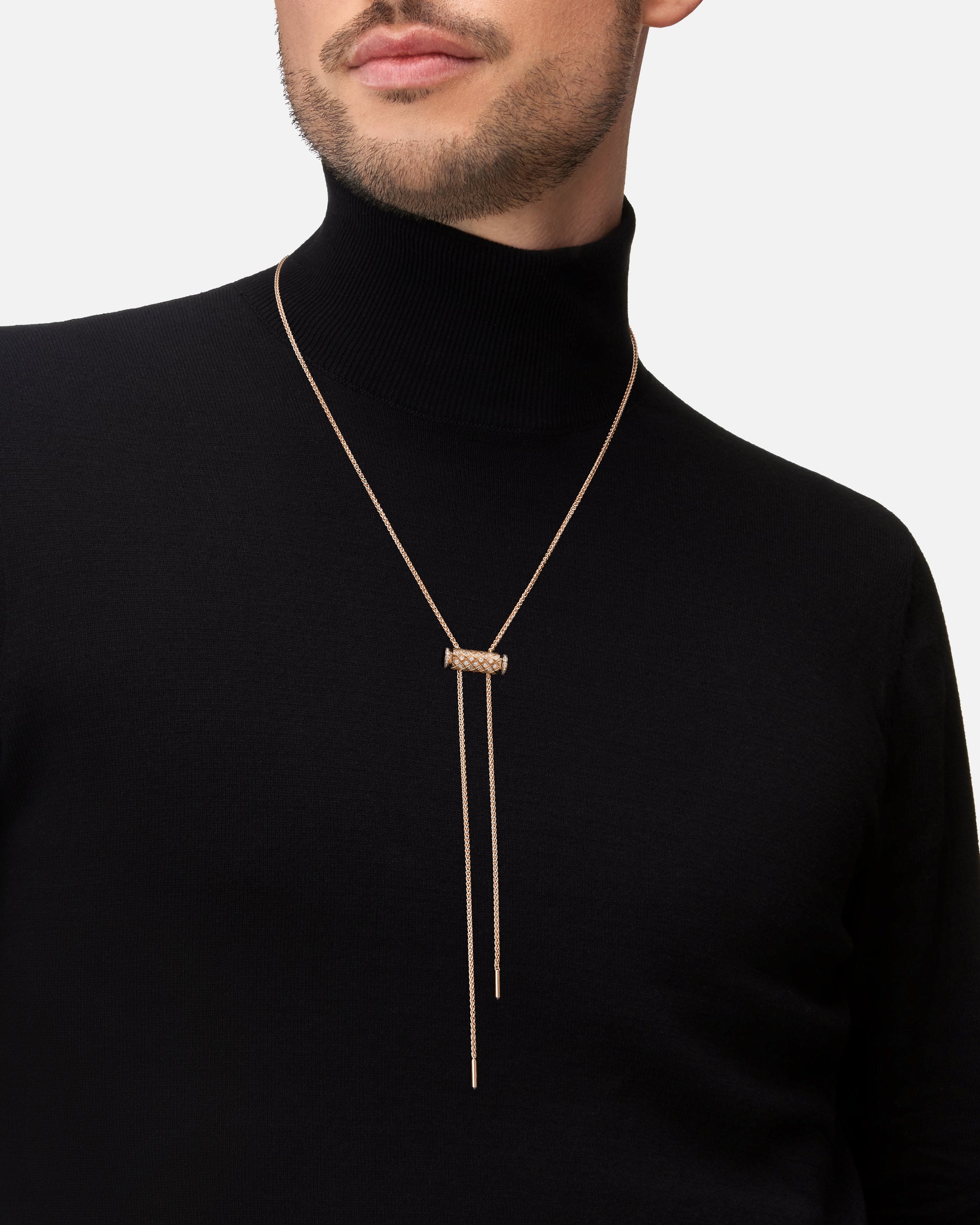 Diamond Latch Pendant on GM Chain in Rose Gold