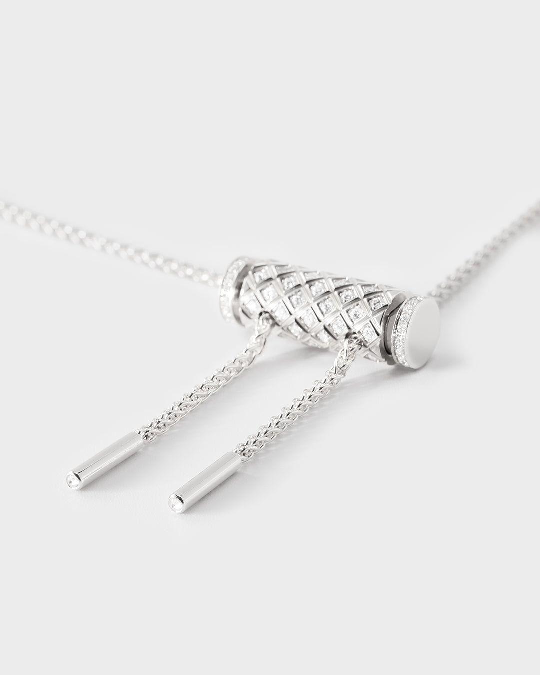Diamond Latch Pendant on MM Chain in White Gold