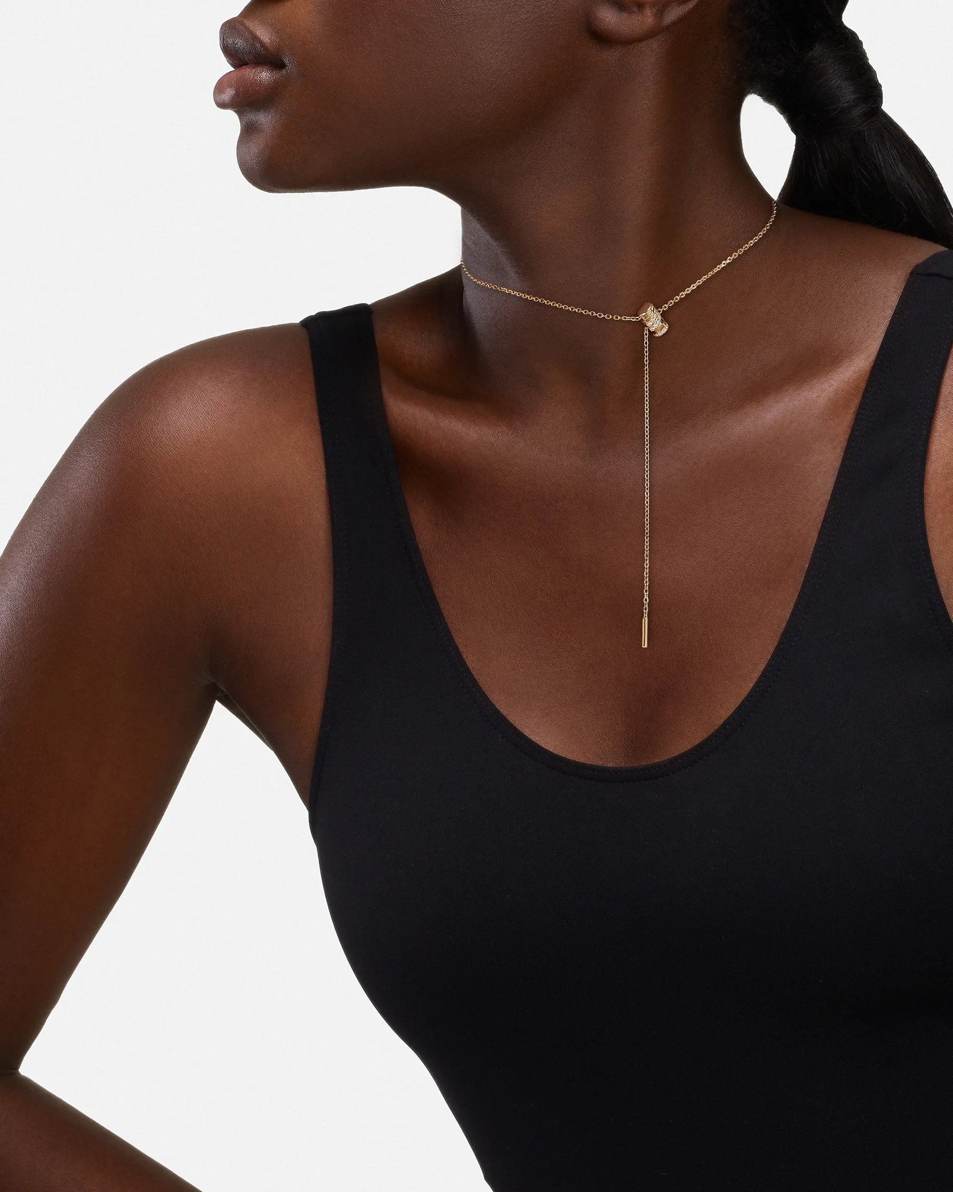 Paved Mini Latch Pendant in Yellow Gold