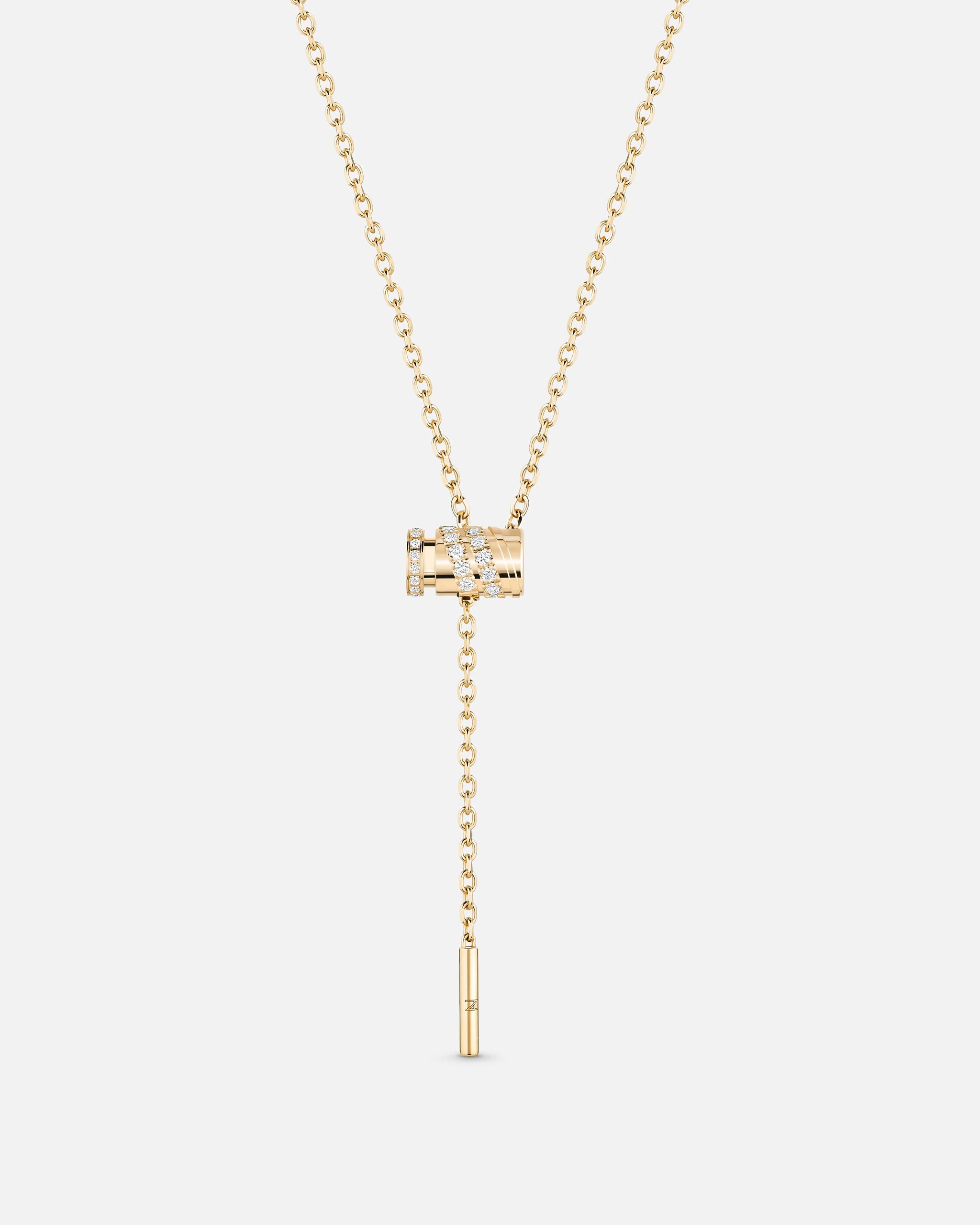 Paved Mini Latch Pendant in Yellow Gold - 1 - Nouvel Heritage