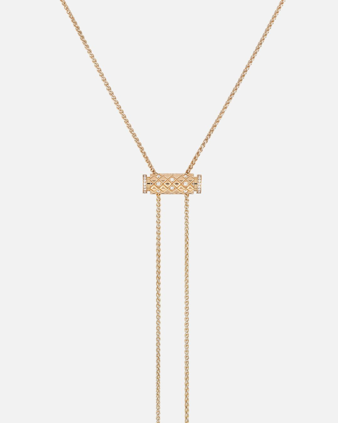 Sautoir Latch Semi-Pavé en Or Rose