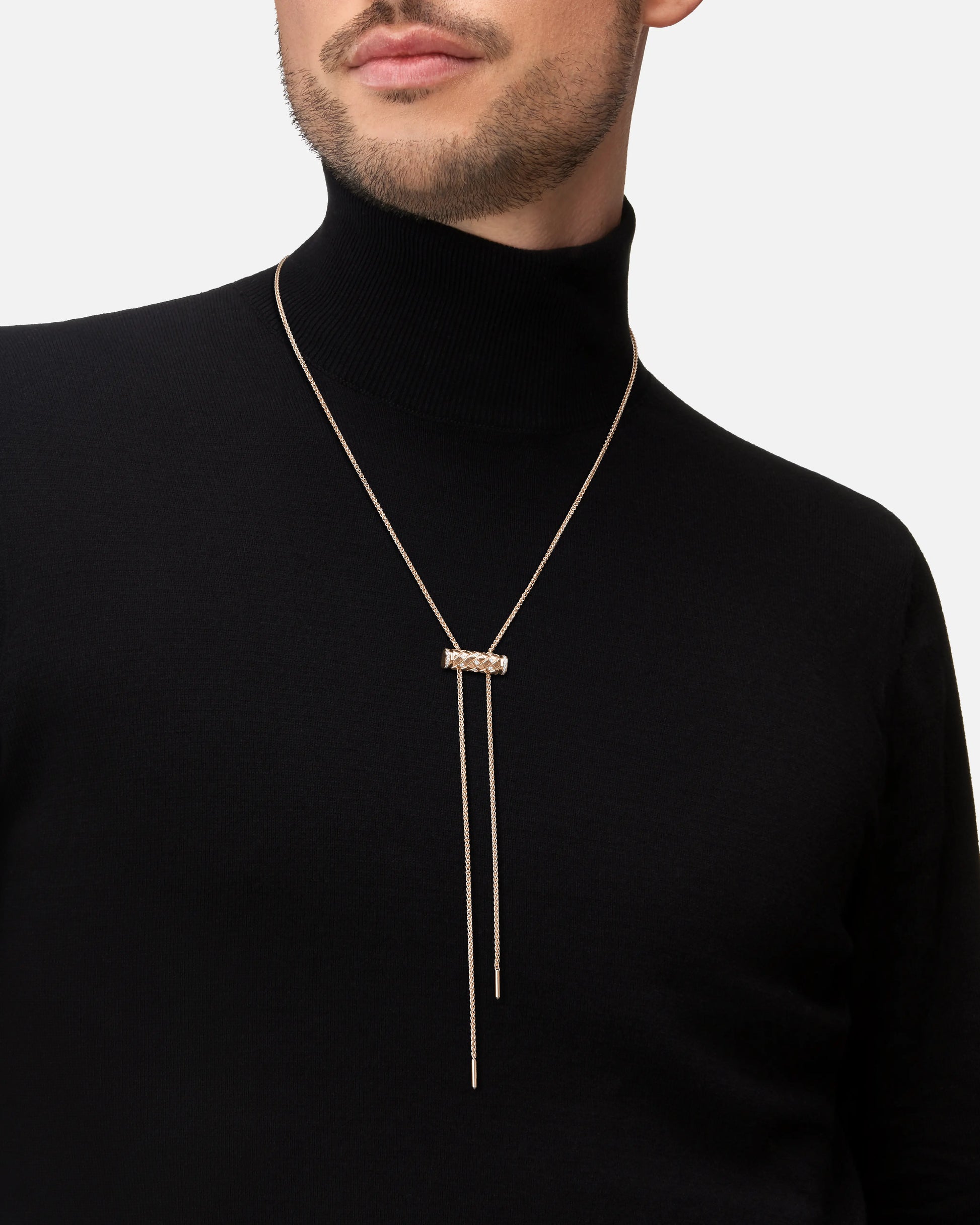 Semi-Paved Latch Pendant on GM Chain in Rose Gold