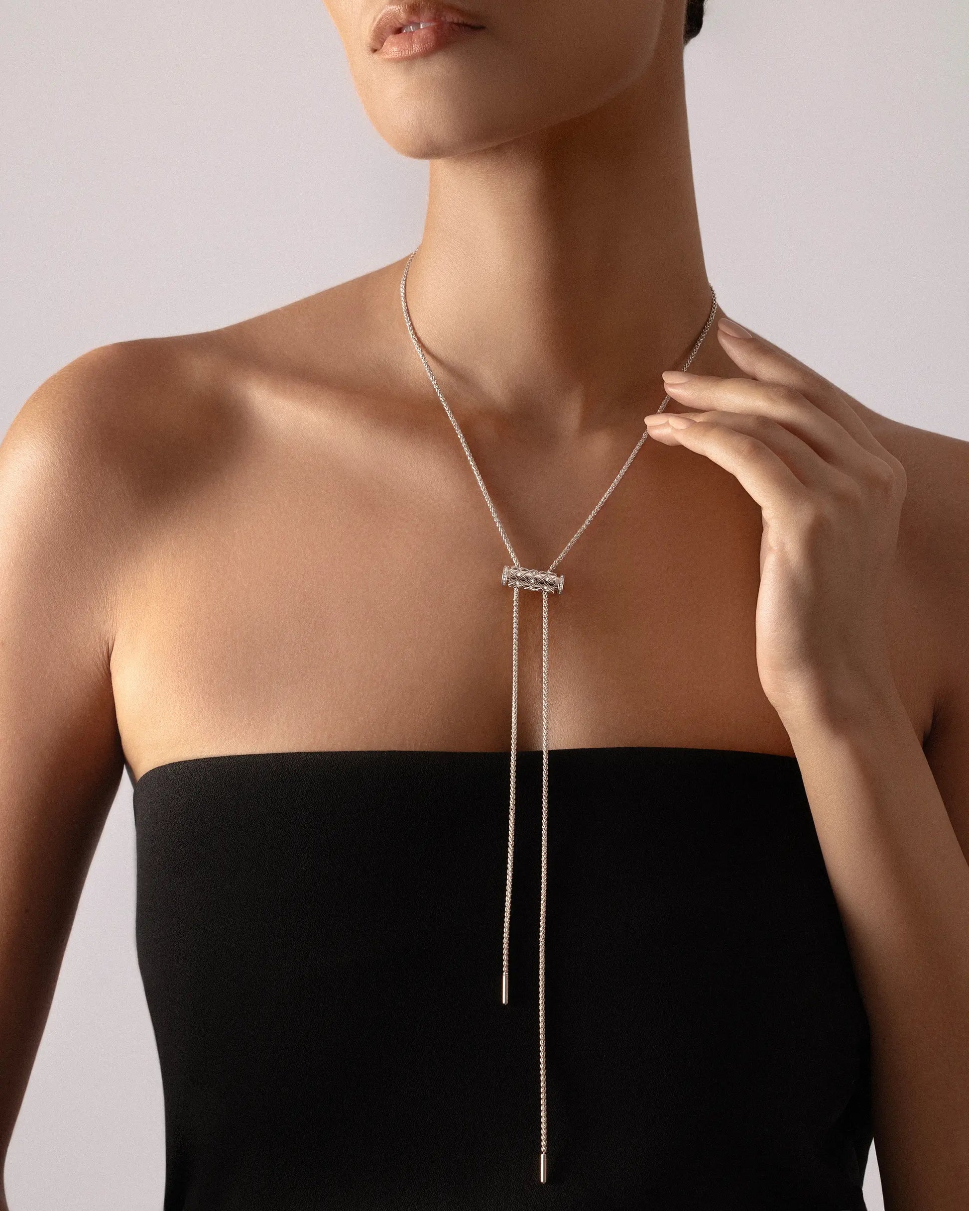 Semi-Paved Latch Pendant on GM Chain in White Gold
