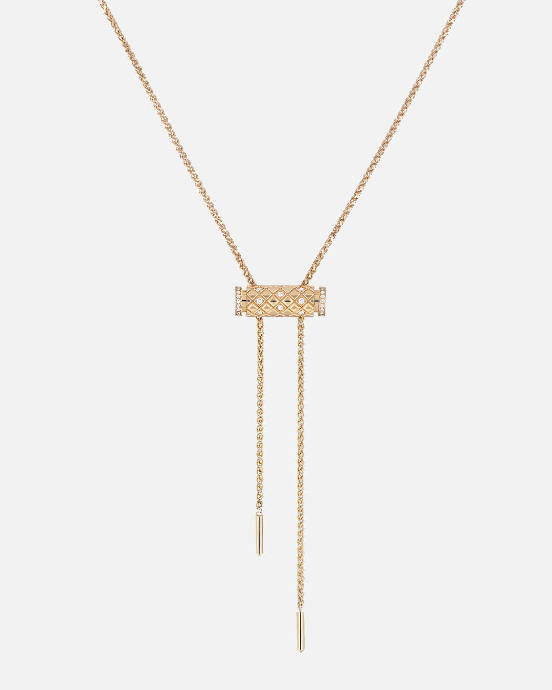 Pendentif Latch Semi-Pavé en Or Rose
