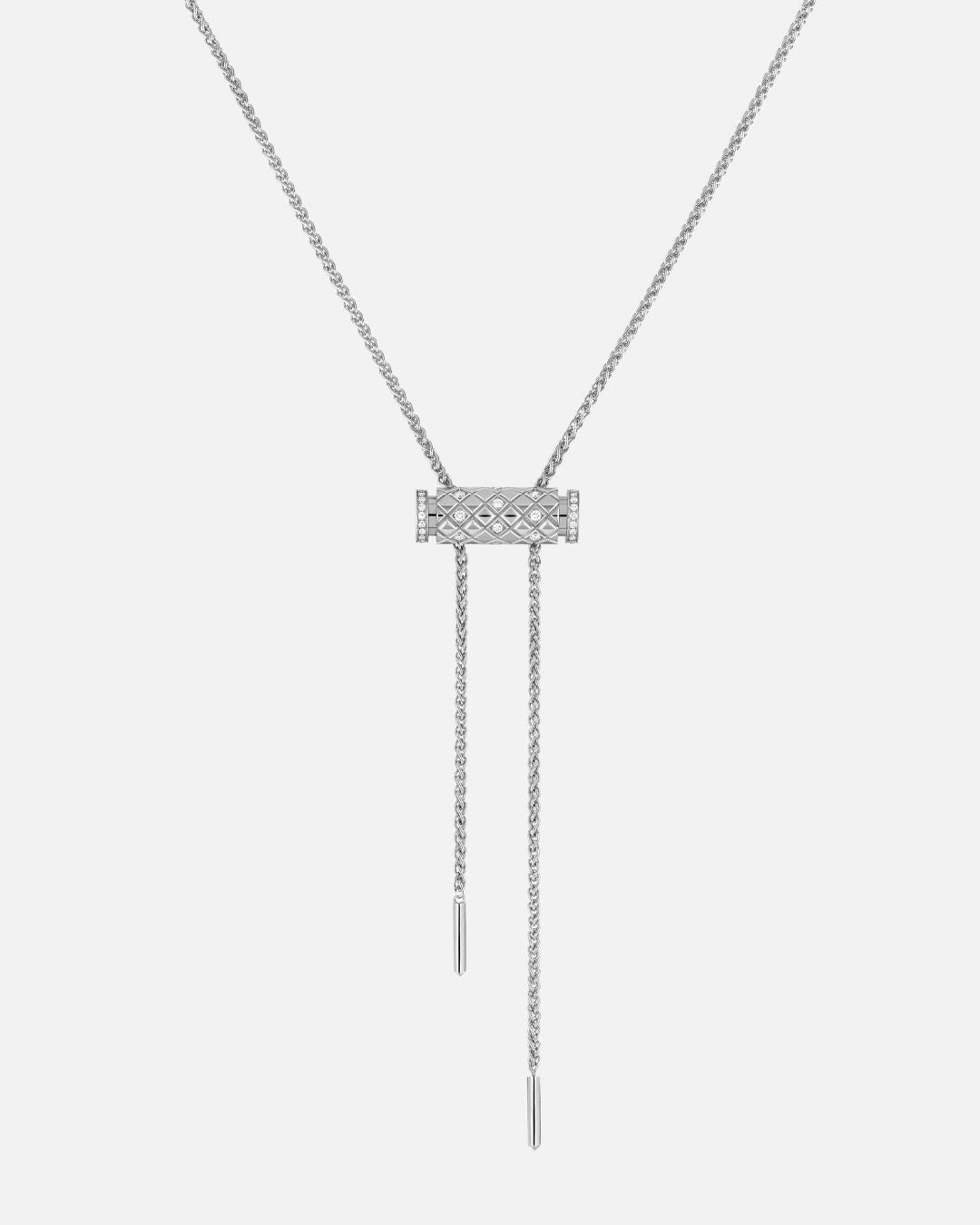 Pendentif Latch Semi-Pavé en Or Blanc