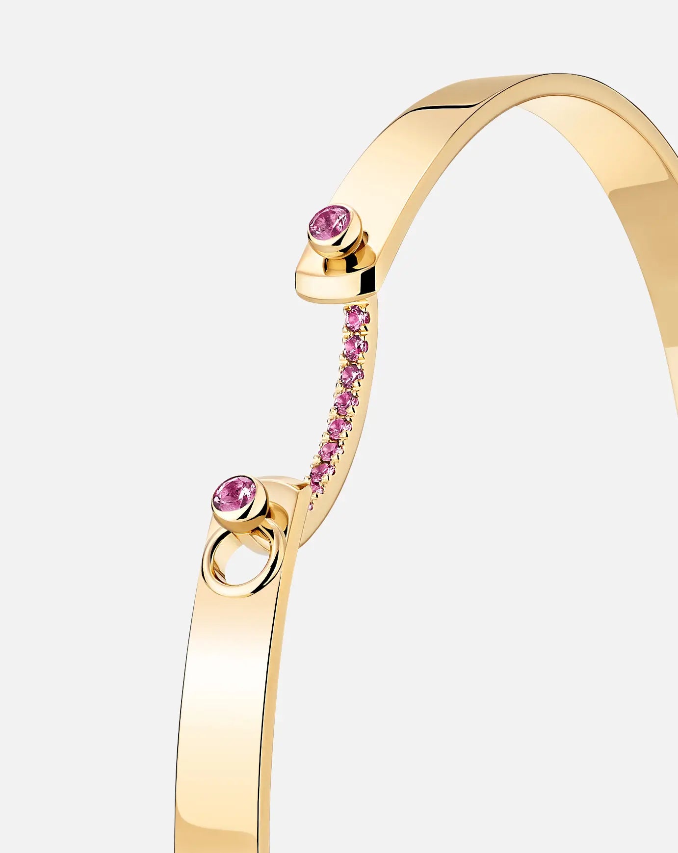 Baby Pink Mood Bangle in Yellow Gold