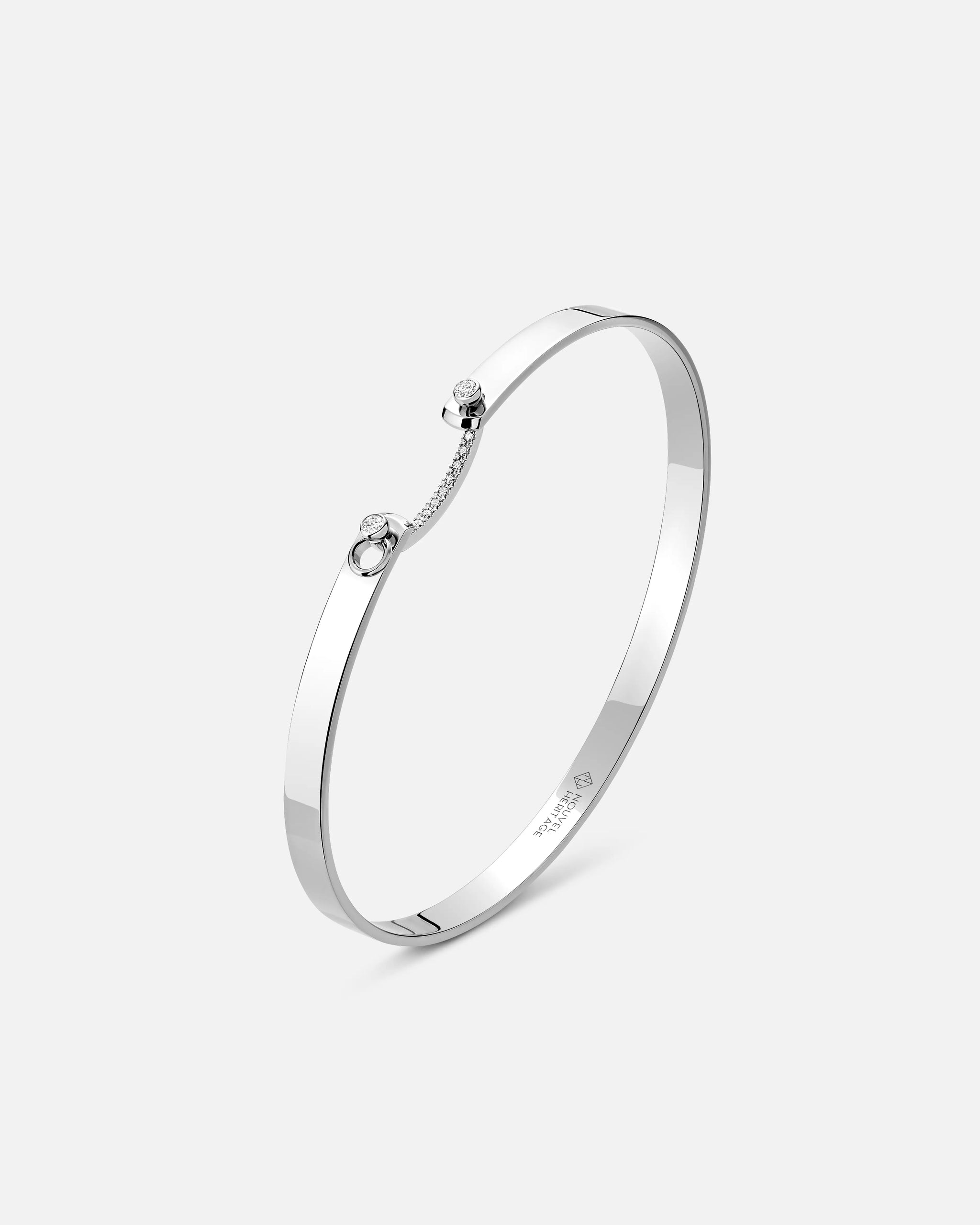 Business Meeting Mood Bangle in White Gold - 1 - Nouvel Heritage
