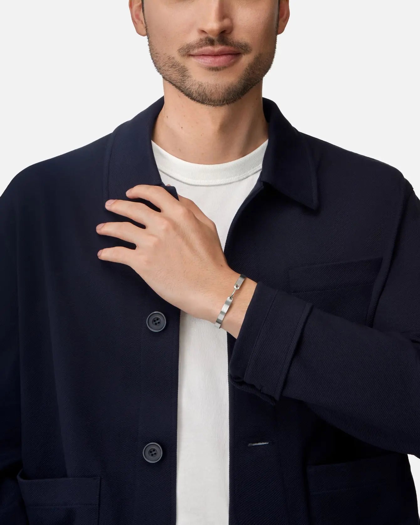 Paris From The Sky GM Mood Bangle with Black Diamonds in White Gold