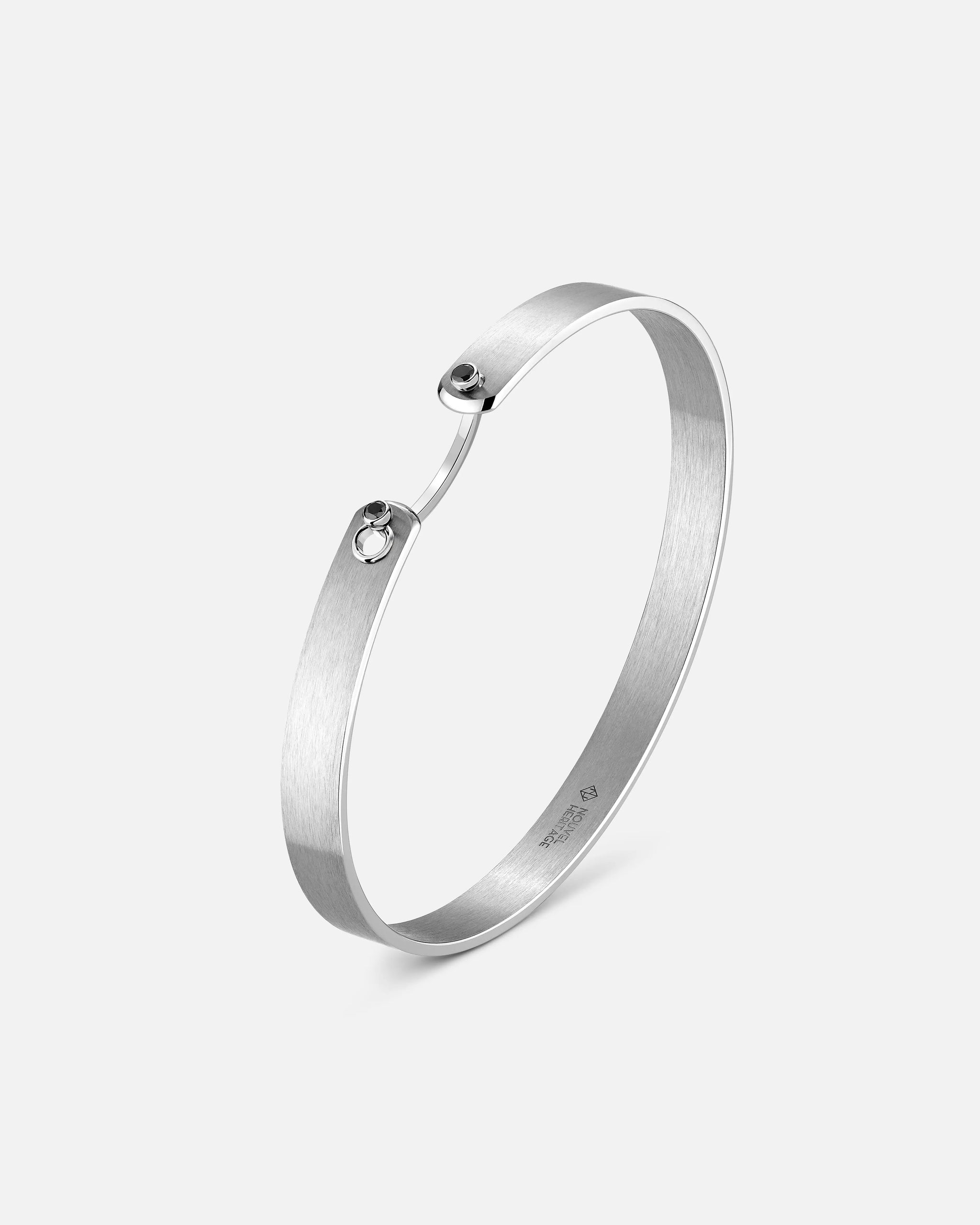 Paris From The Sky GM Mood Bangle with Black Diamonds in White Gold - 1 - Nouvel Heritage
