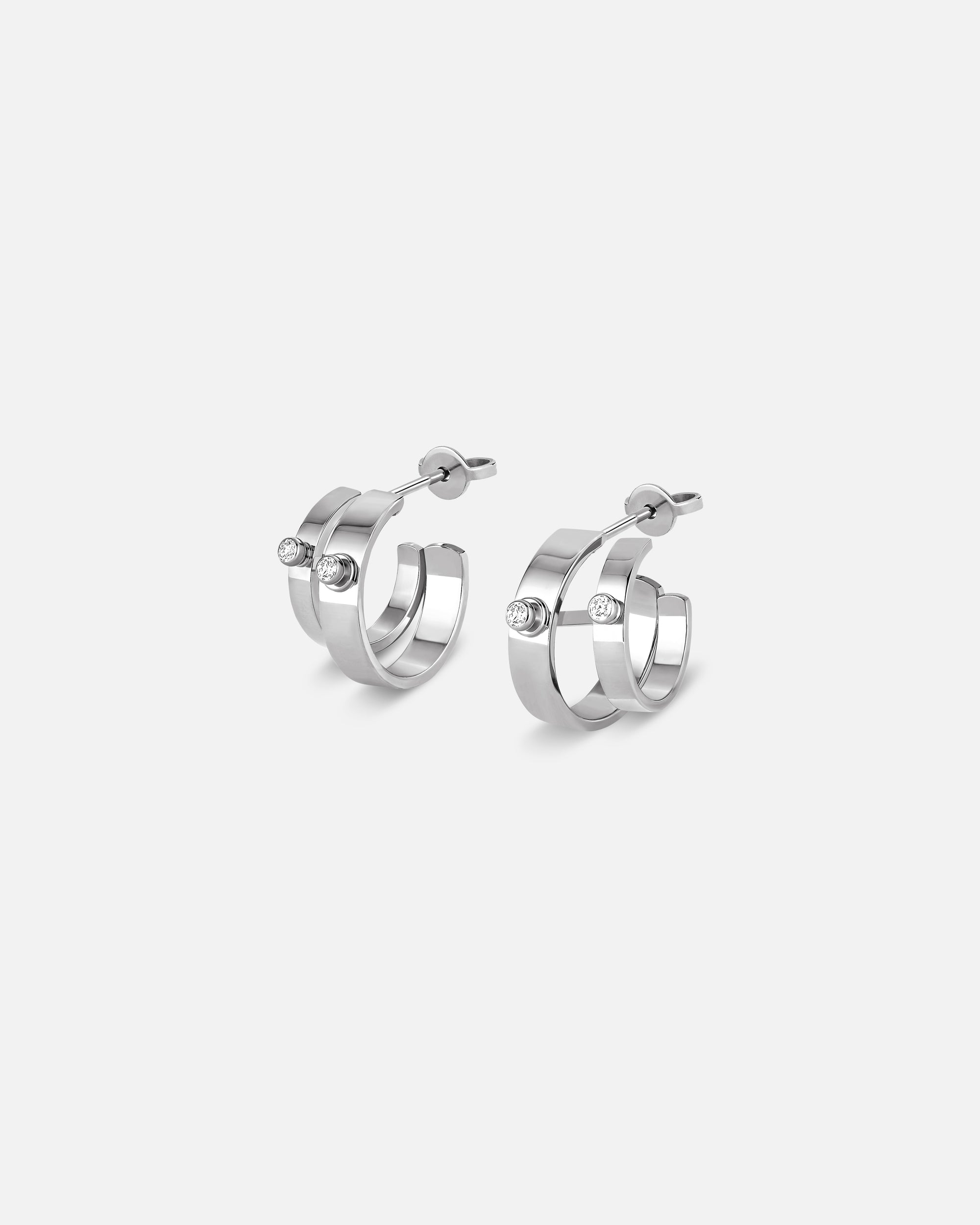 Créoles Mood Monday Morning Double en Or Blanc