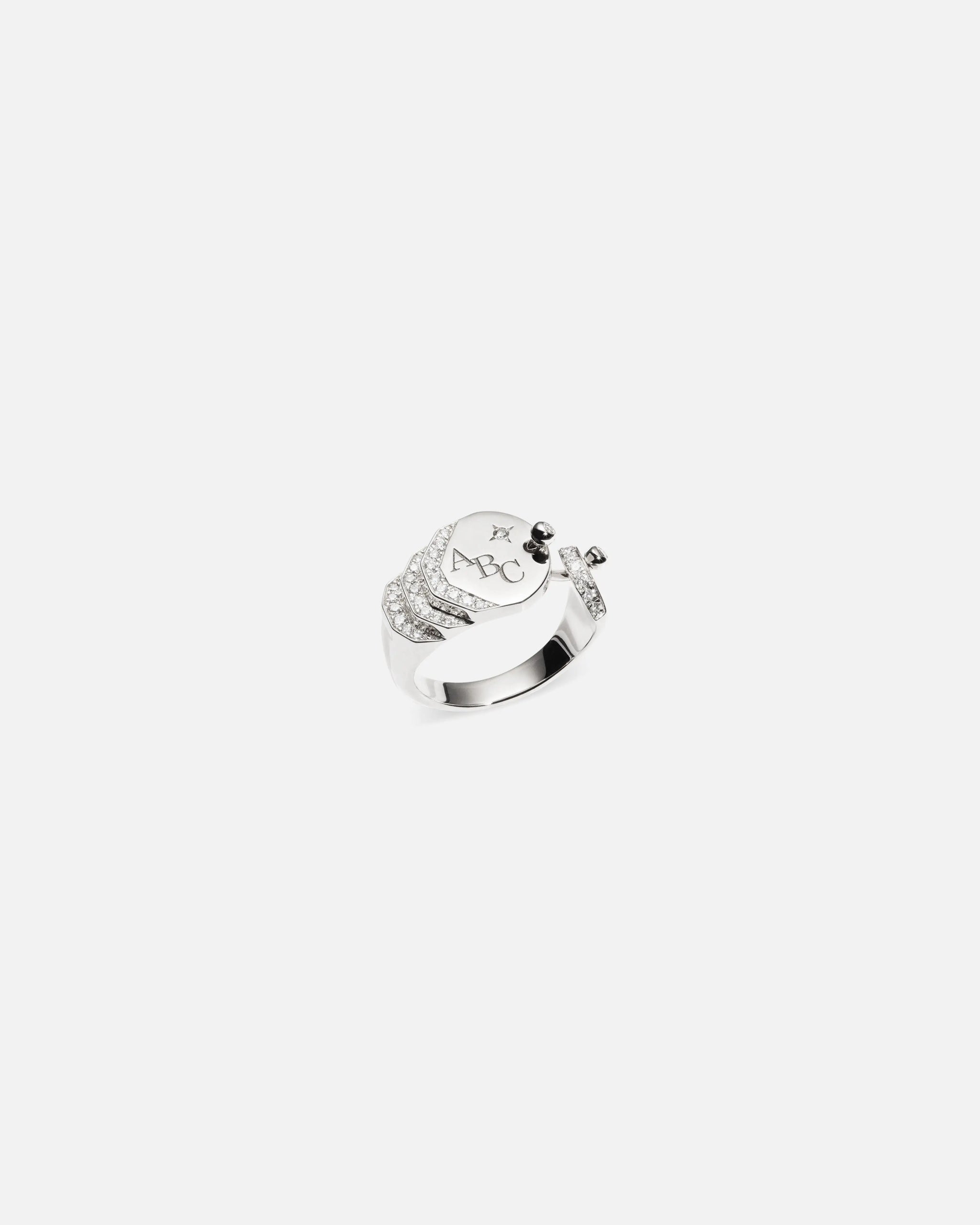 Diamond Mood Signet Ring in White Gold - Nouvel Heritage - Nouvel Heritage