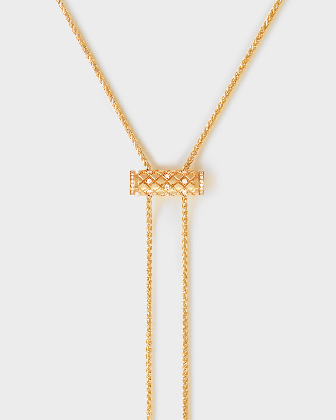 Semi-Paved Latch Pendant on GM Chain in Yellow Gold - 1 - Nouvel Heritage