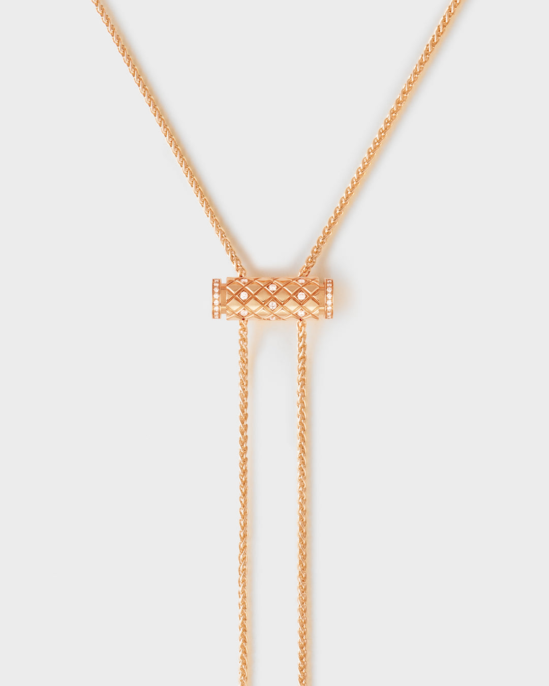 Semi-Paved Latch Pendant on GM Chain in Rose Gold - 1 - Nouvel Heritage