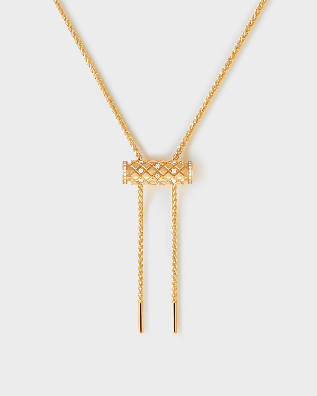 Semi-Paved Latch Pendant on MM Chain in Yellow Gold - 1 - Nouvel Heritage