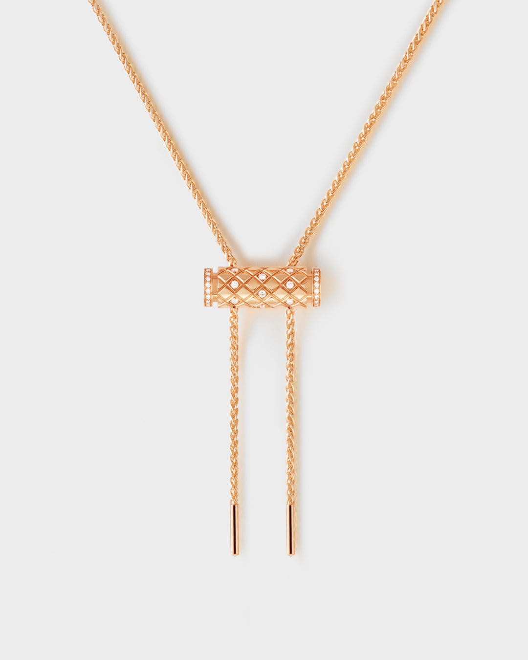 Semi-Paved Latch Pendant on MM Chain in Rose Gold - 1 - Nouvel Heritage