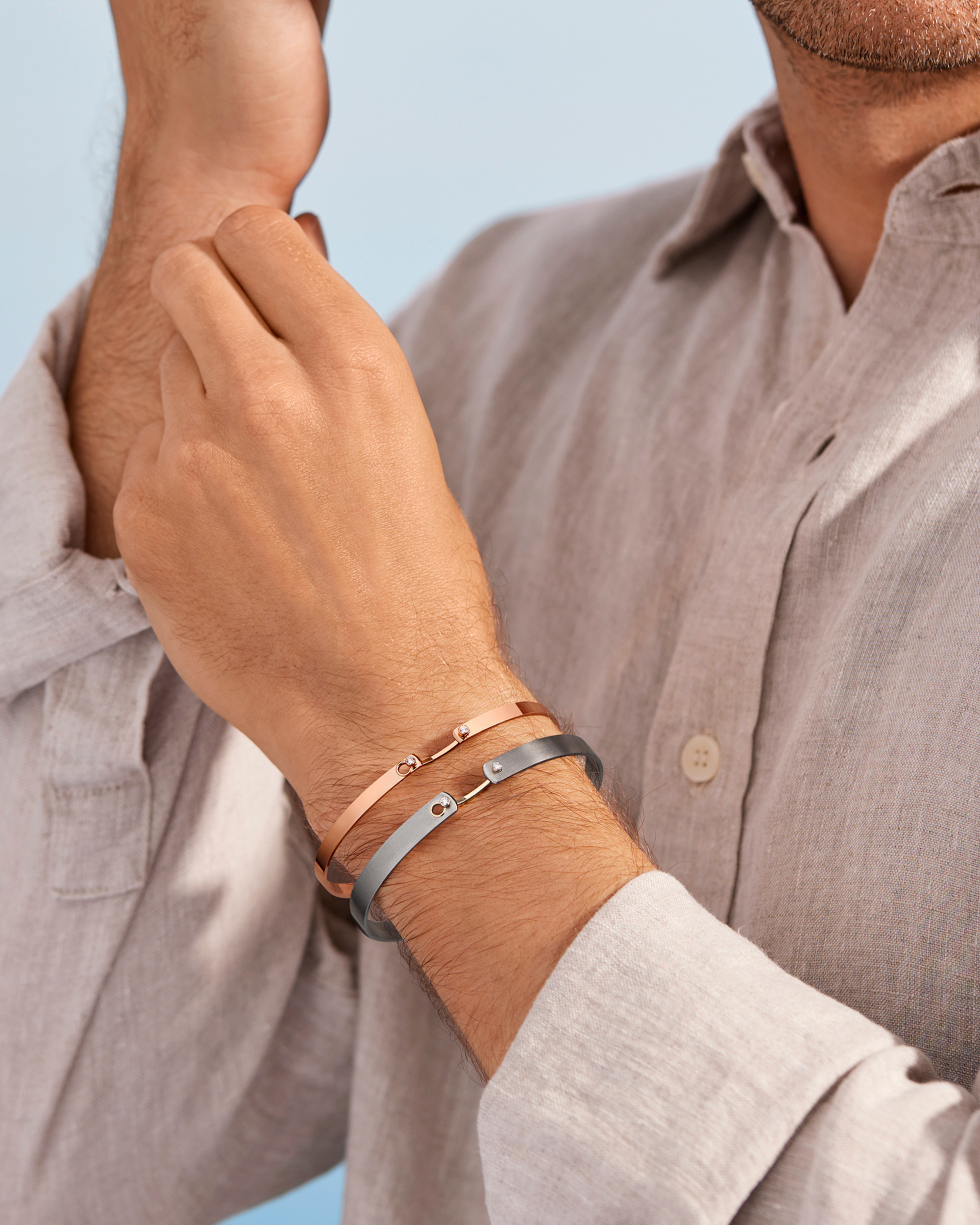 Paris From The Sky GM Mood Bangle in White Gold