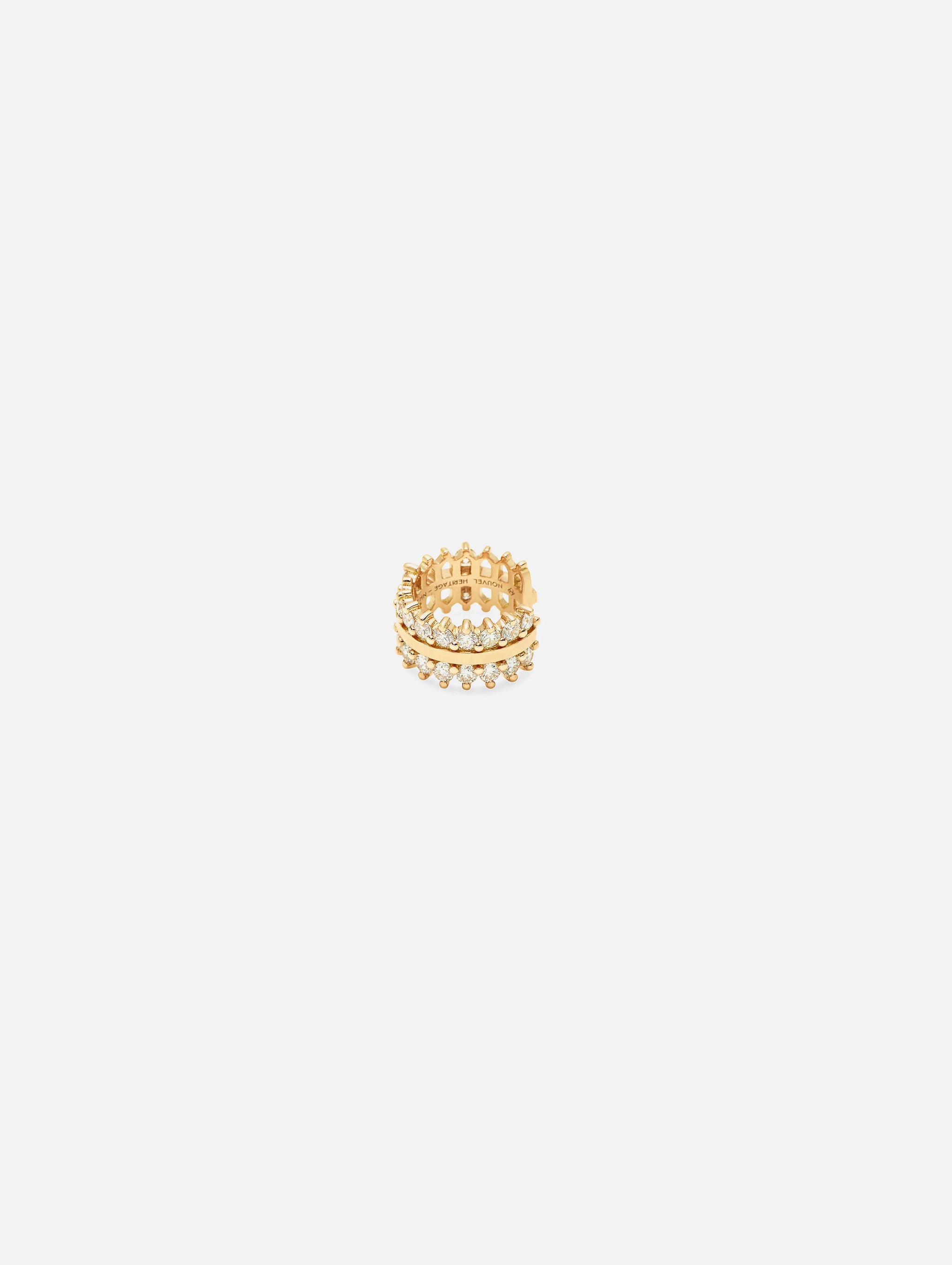Double Full Diamond Ear Cuff in Yellow Gold - Nouvel Heritage - Nouvel Heritage