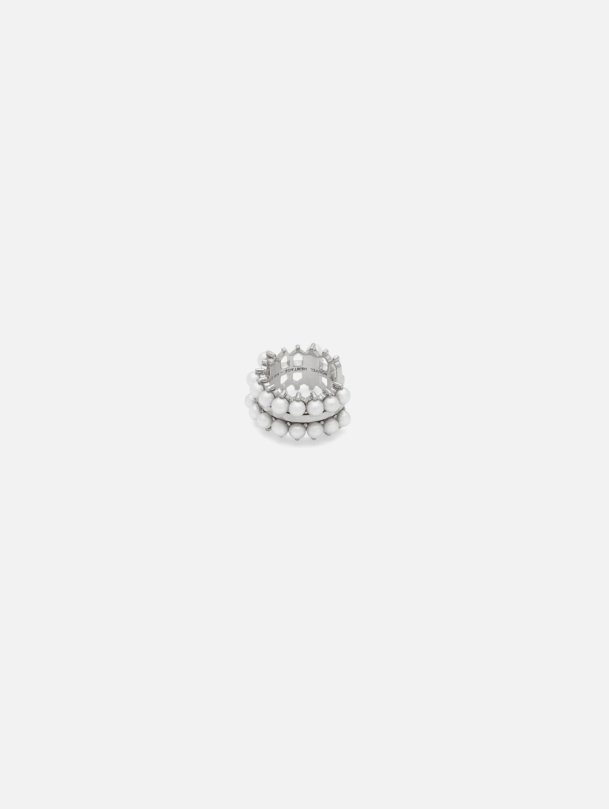 Double Pearl Ear Cuff in White Gold - 1 - Nouvel Heritage