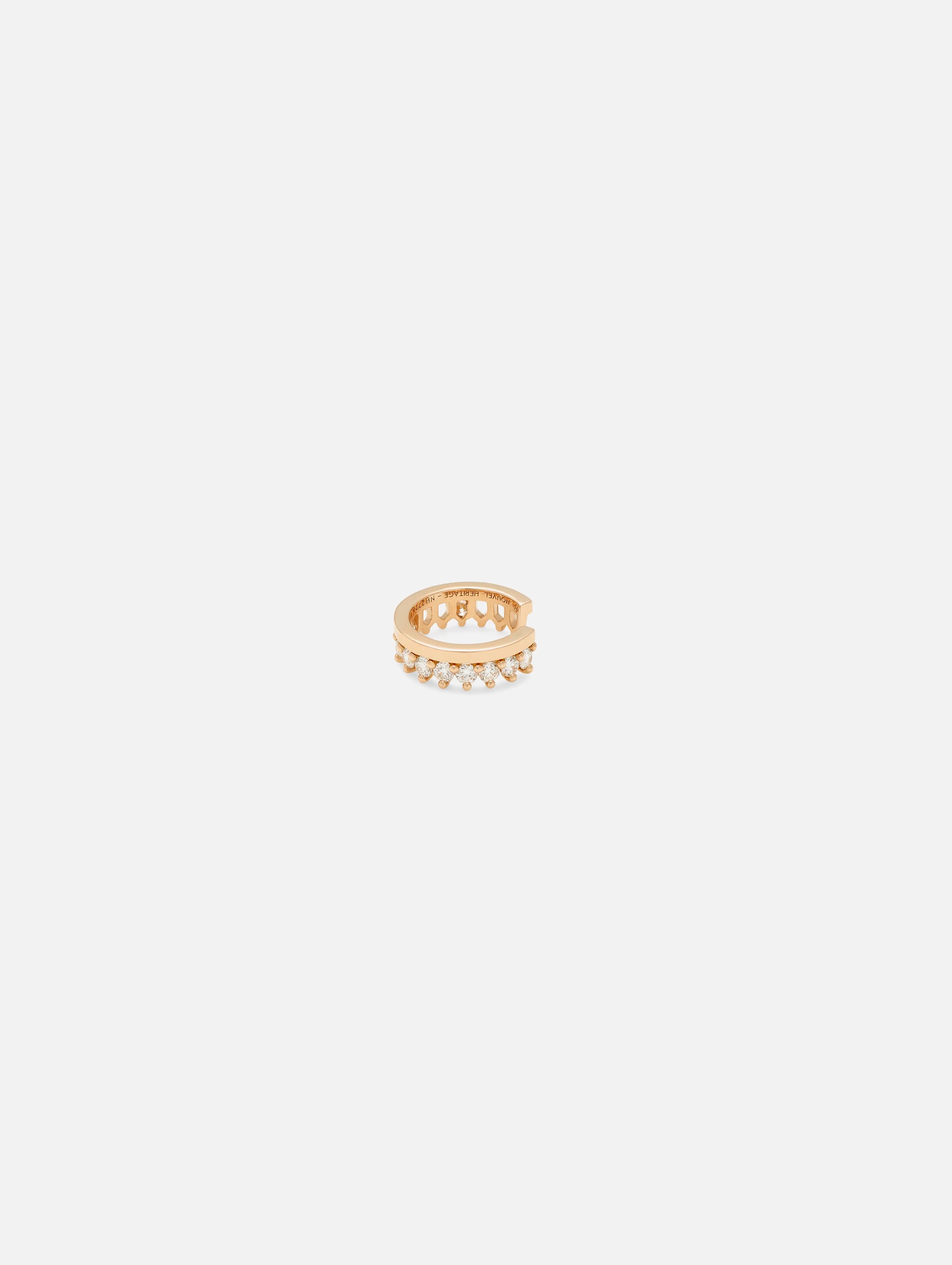 Simple Full Diamond Ear Cuff in Rose Gold - 1 - Nouvel Heritage