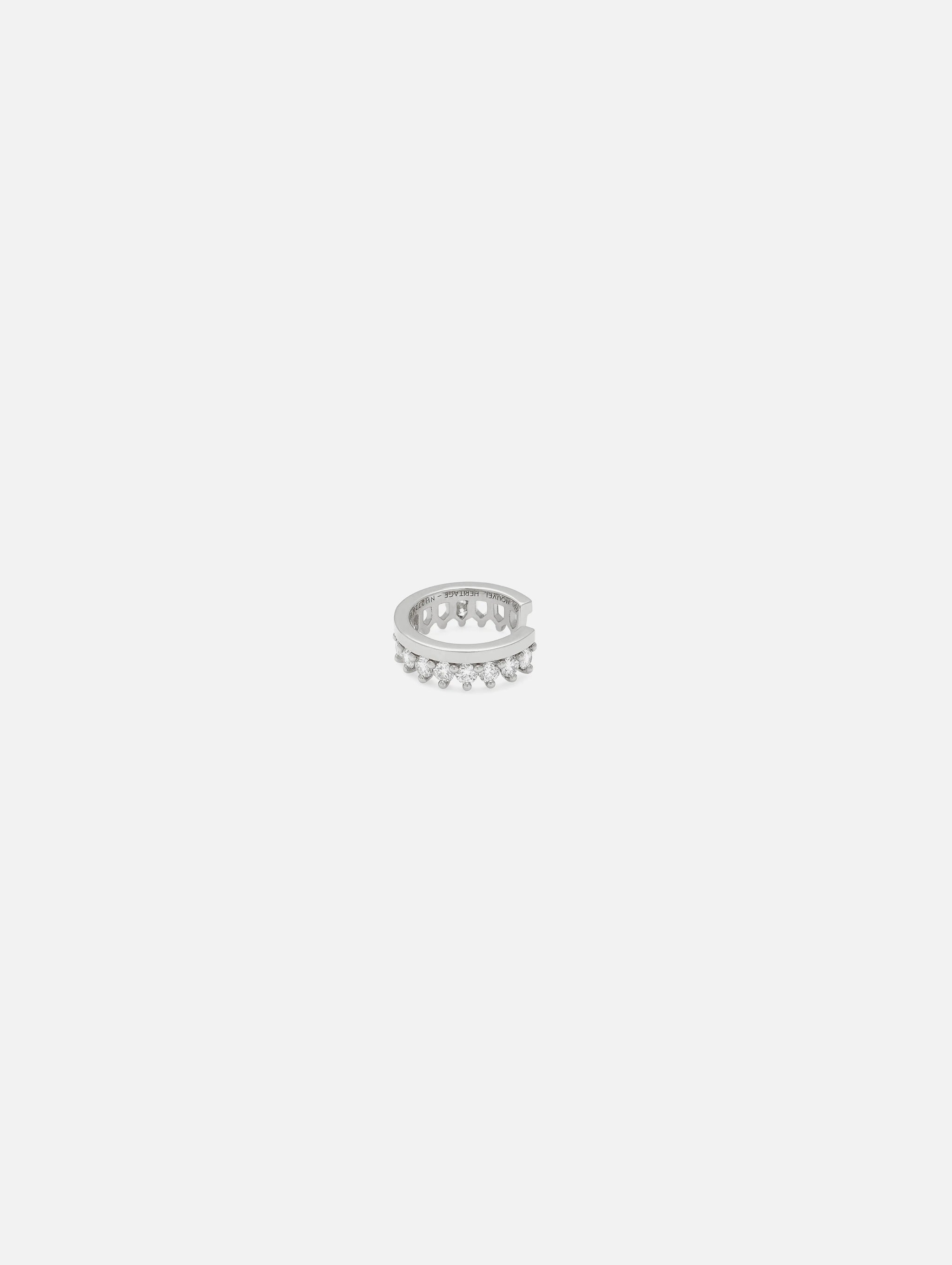 Simple Full Diamond Ear Cuff in White Gold - 1 - Nouvel Heritage