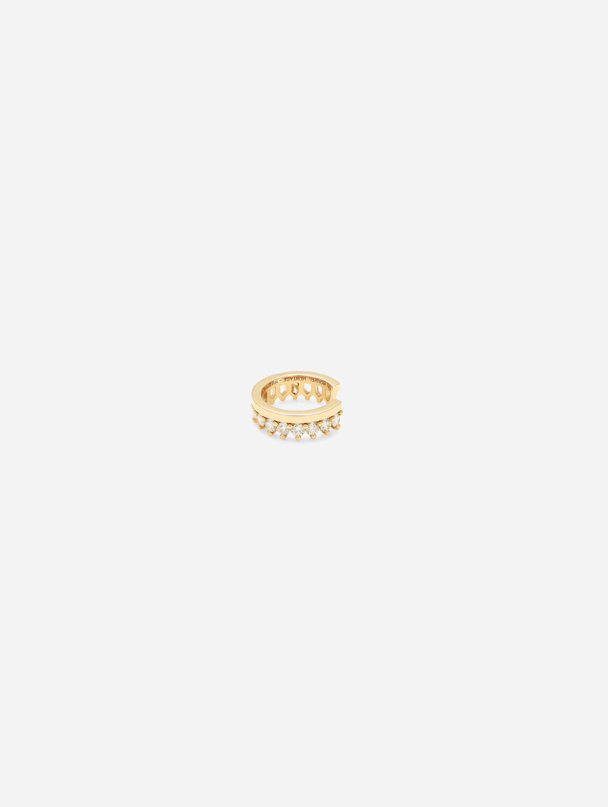 Simple Full Diamond Ear Cuff in Yellow Gold - 1 - Nouvel Heritage