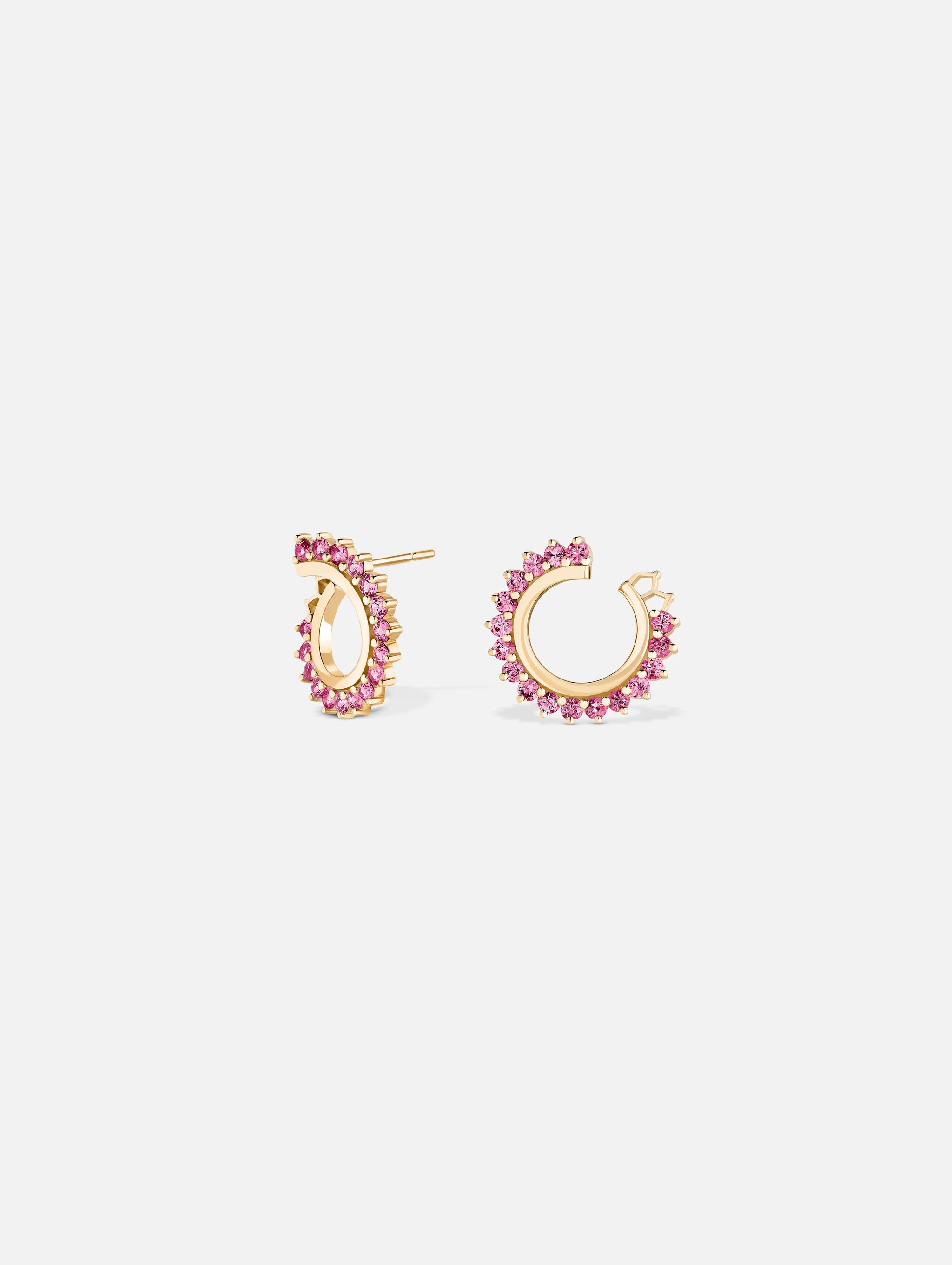 Pink Sapphire Earrings in Yellow Gold - 1 - Nouvel Heritage