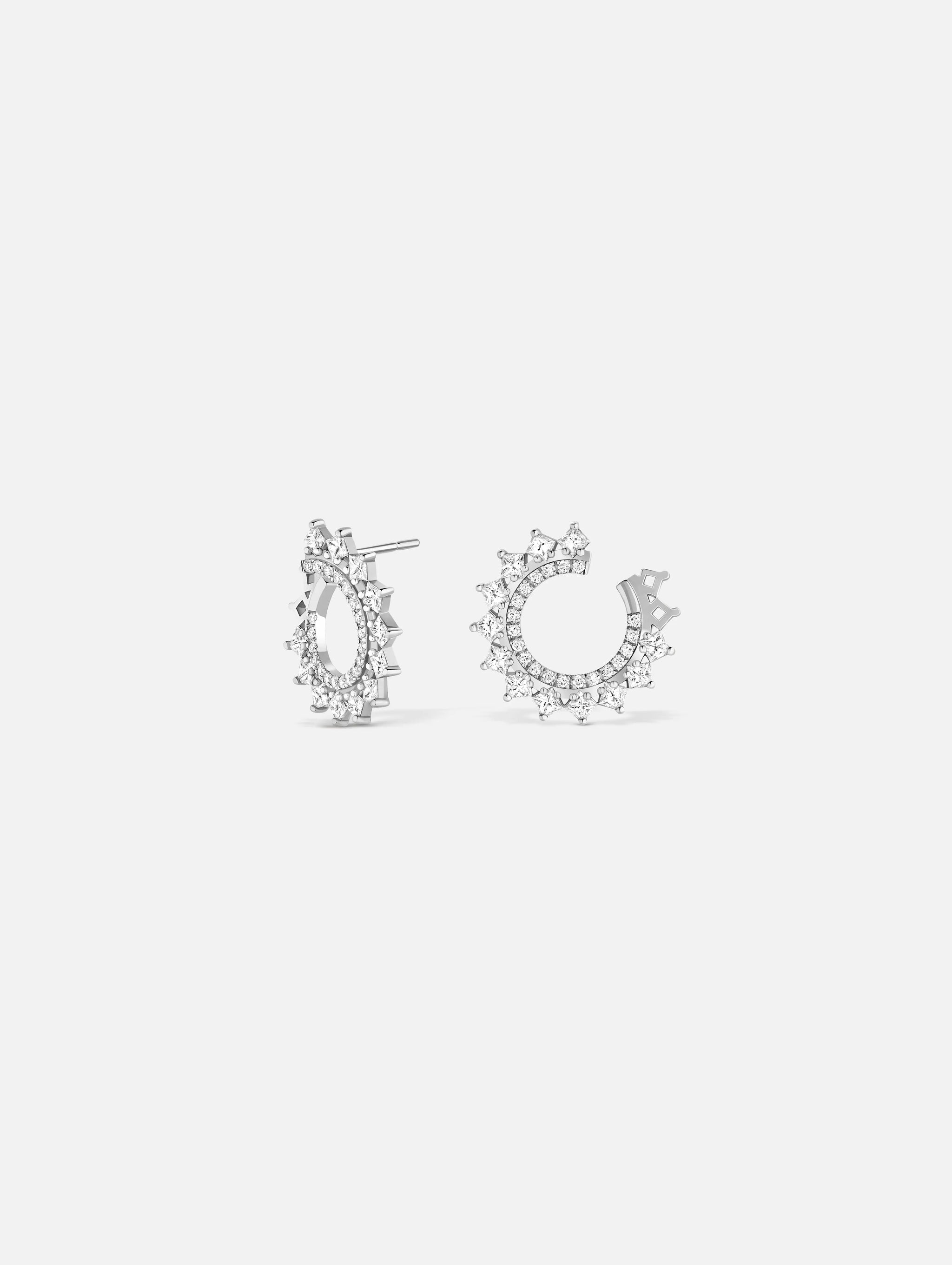 Princess Diamond Earrings in White Gold - 1 - Nouvel Heritage