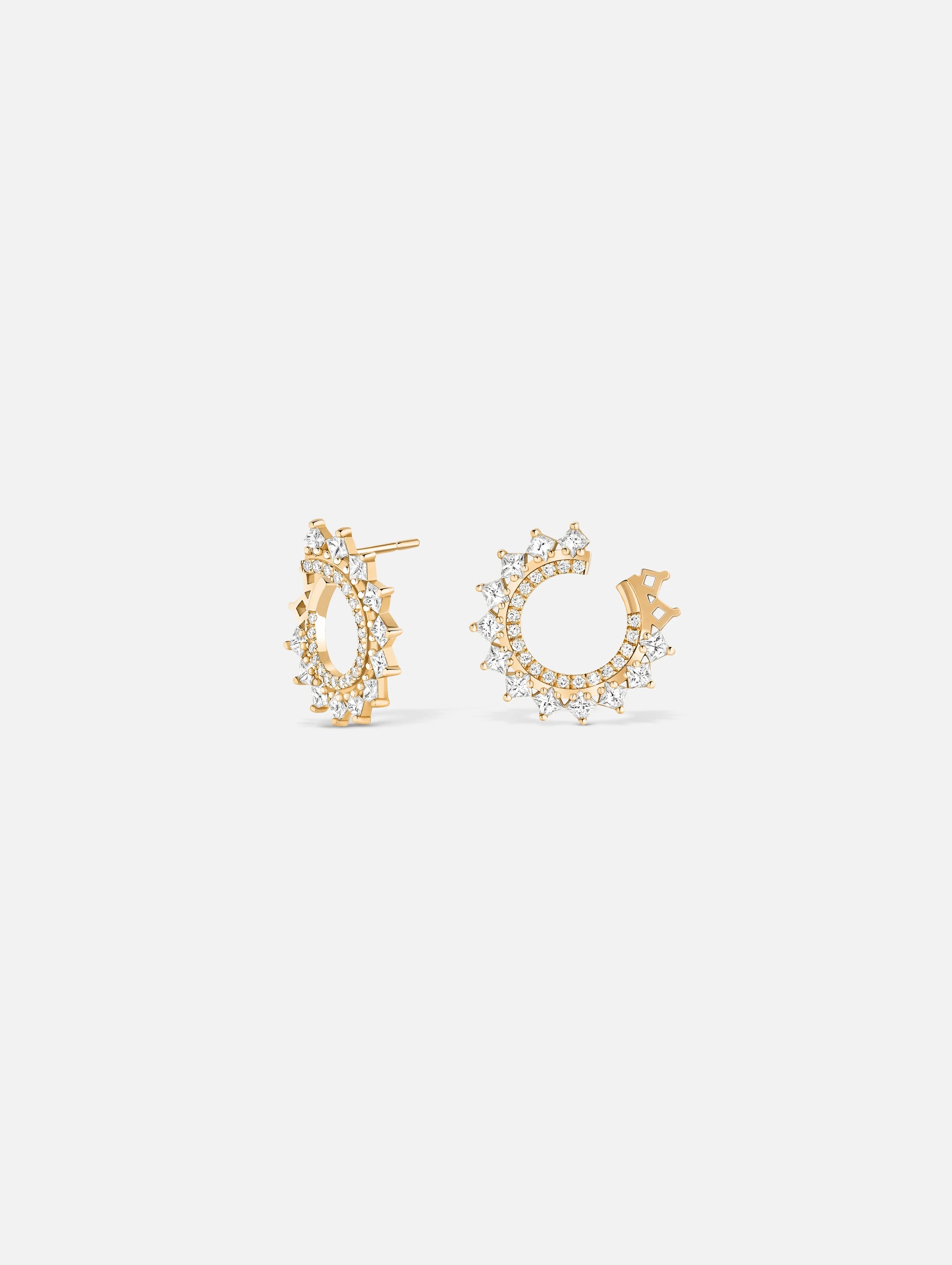 Princess Diamond Earrings in Yellow Gold - 1 - Nouvel Heritage